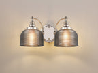 Polished Nickel Sledmere Double Wall Light, Switched, 2 x E27, Glass Shade