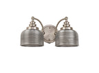 Satin Nickel Sledmere Double Wall Light, Switched, 2 x E27, Glass Shade