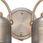 Satin Nickel Sledmere Double Wall Light, Switched, 2 x E27, Glass Shade