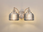 Satin Nickel Sledmere Double Wall Light, Switched, 2 x E27, Glass Shade
