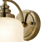 Antique Brass Sledmere Single Wall Light, Switched, 1 x E27, Glass Shade