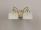 Antique Brass Sledmere Double Wall Light, Switched, 2 x E27, Glass Shade