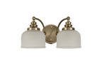 Antique Brass Sledmere Double Wall Light, Switched, 2 x E27, Glass Shade