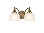 Antique Brass Sledmere Double Wall Light, Switched, 2 x E27, Glass Shade