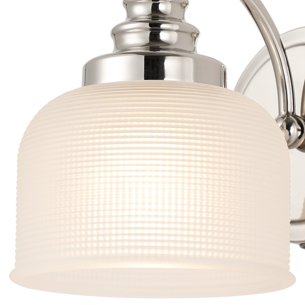 Polished Nickel Sledmere Single Wall Light, Switched, 1 x E27, Glass Shade