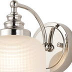 Polished Nickel Sledmere Single Wall Light, Switched, 1 x E27, Glass Shade