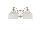 Polished Nickel Sledmere Double Wall Light, Switched, 2 x E27, Glass Shade
