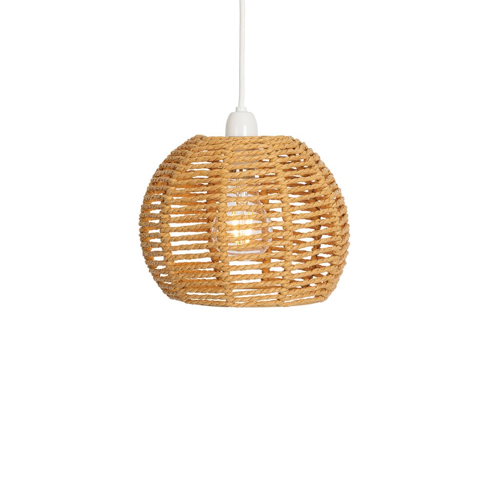 Oaks Lighting - Small Clinton Natural Paper String Eco Friendly Easy Fit Pendant Shade - Luminosity Designs Ltd