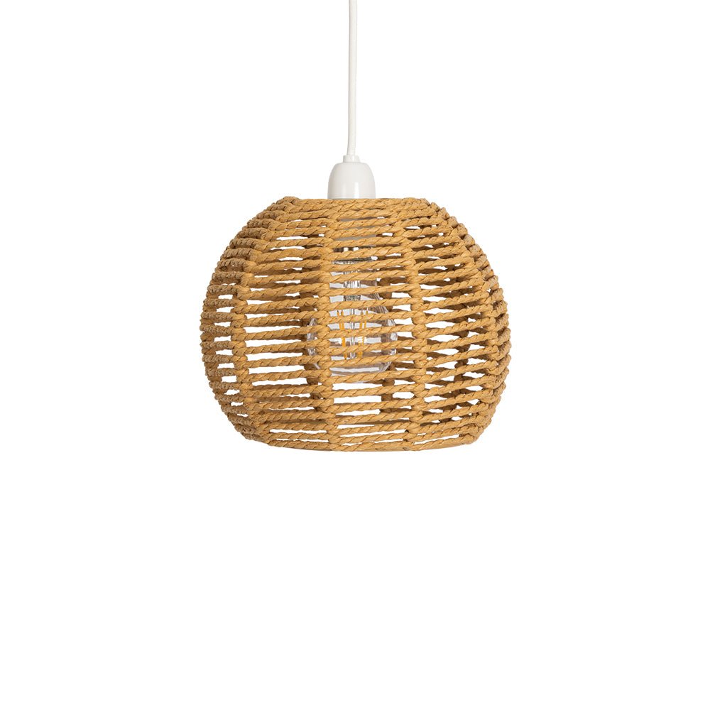 Oaks Lighting - Small Clinton Natural Paper String Eco Friendly Easy Fit Pendant Shade - Luminosity Designs Ltd