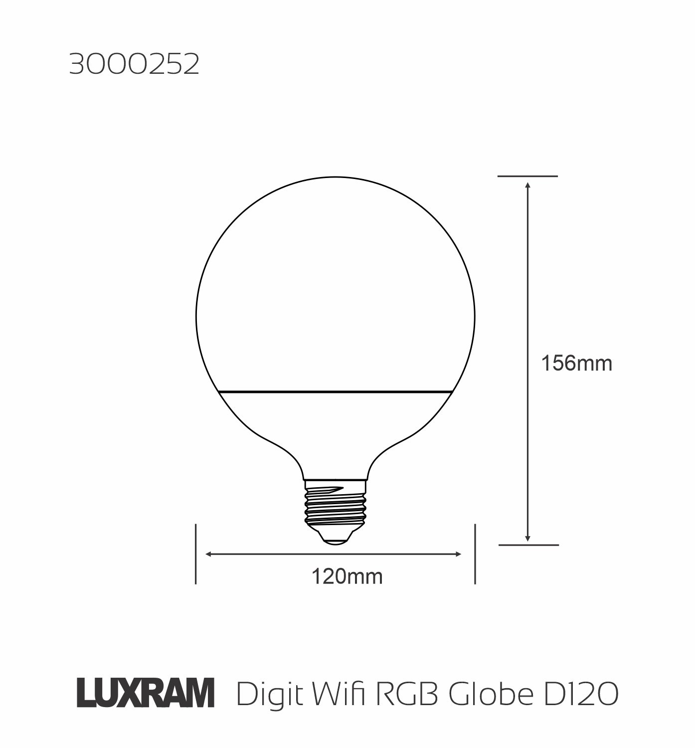 Luxram - SMART LED ES E27 RGB Globe - 15w 120mm - Luminosity Designs Ltd