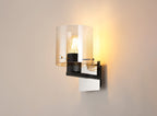 Fae Black Framed Switched Wall Light With Tubular Glass. 1x E27