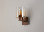 Fae Mocha Framed Switched Wall Light With Tubular Glass. 1x E27