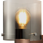 Fae Mocha Framed Switched Wall Light With Tubular Glass. 1x E27