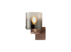 Fae Mocha Framed Switched Wall Light With Tubular Glass. 1x E27