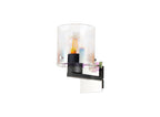 Fae Black Framed Switched Wall Light With Tubular Glass. 1x E27