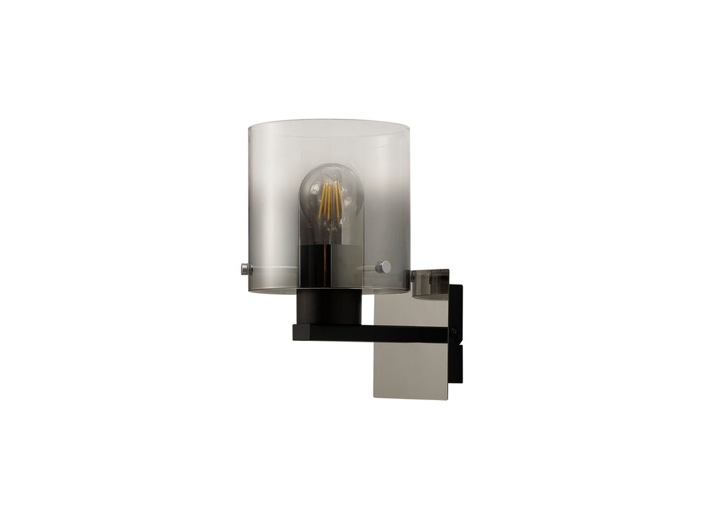 Fae Black Framed Switched Wall Light With Tubular Glass. 1x E27
