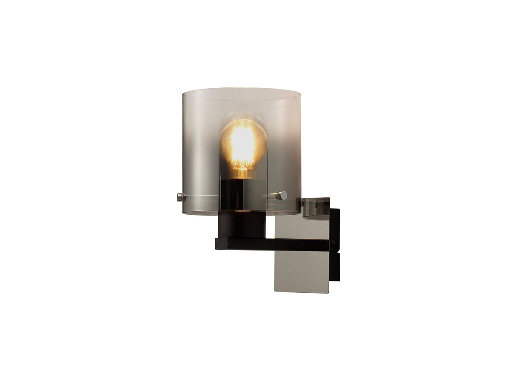 Fae Black Framed Switched Wall Light With Tubular Glass. 1x E27
