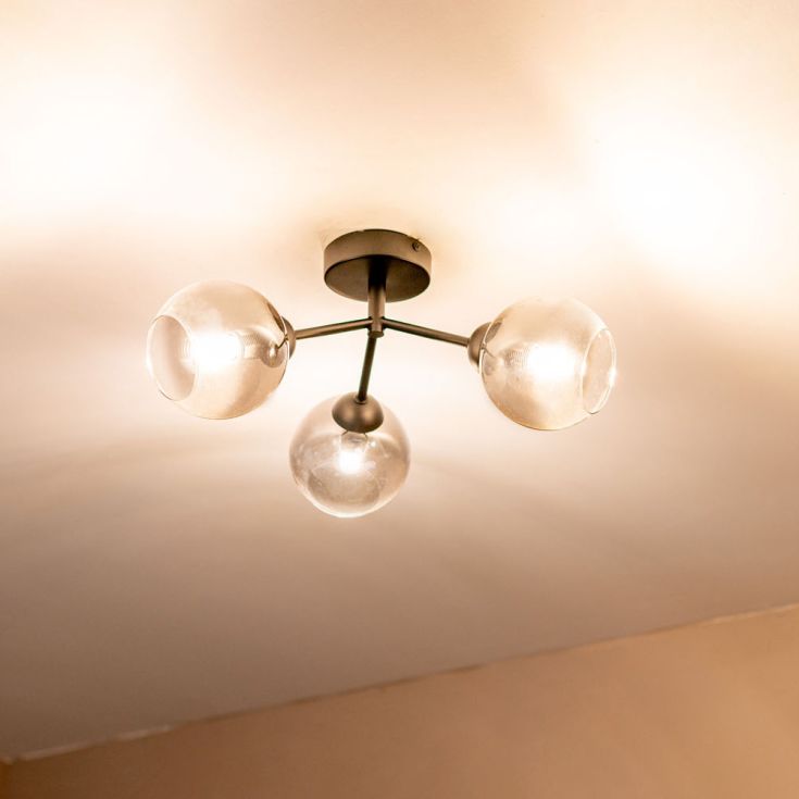 lse - Smoky Aria Black 3 Way Flush Ceiling Light with Smoked Glass Shades - Luminosity Designs Ltd