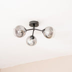 lse - Smoky Aria Black 3 Way Flush Ceiling Light with Smoked Glass Shades - Luminosity Designs Ltd