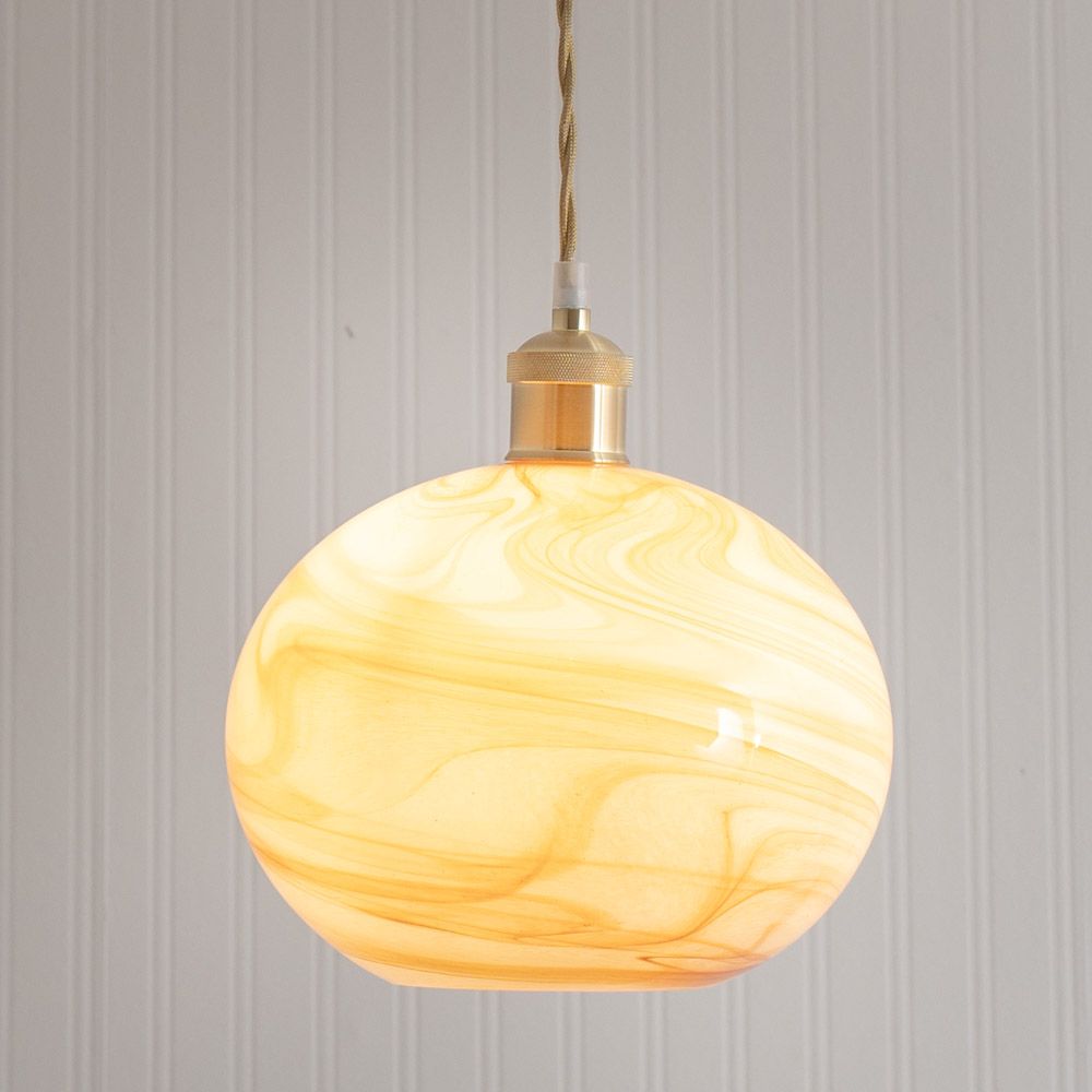 LSE - Sookie Alabaster Marble Effect Glass Shade for ES Pendants - Luminosity Designs Ltd