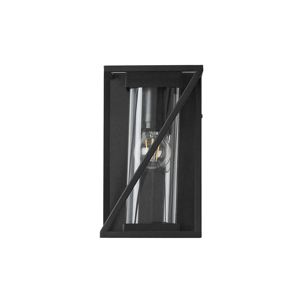 Luminosity Designs Ltd - Spira Twisted Rectangle Flush Wall Lamp, 1 X E27, IP54, Satin Black/Clear Glass - Luminosity Designs Ltd