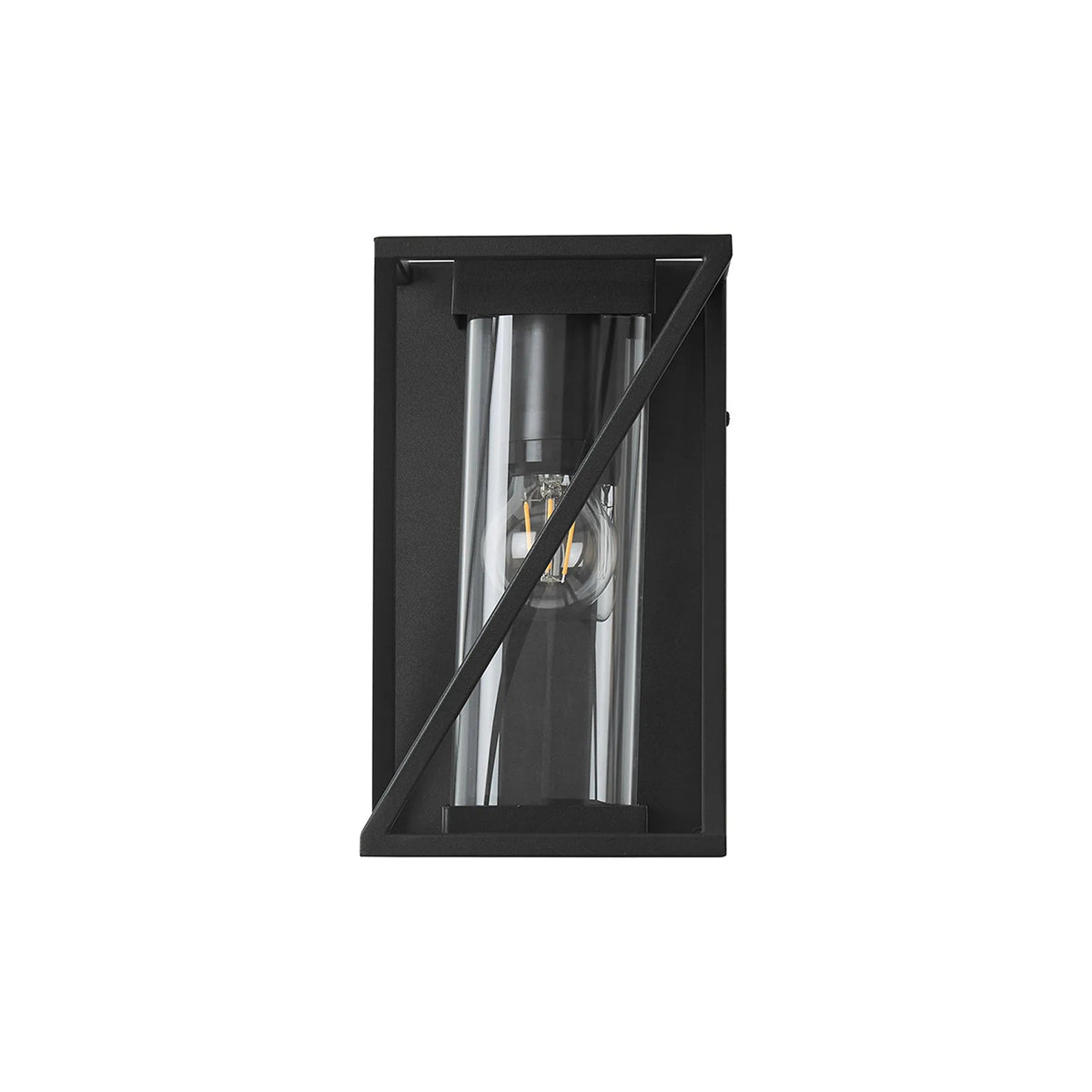 Luminosity Designs Ltd - Spira Twisted Rectangle Flush Wall Lamp, 1 X E27, IP54, Satin Black/Clear Glass - Luminosity Designs Ltd