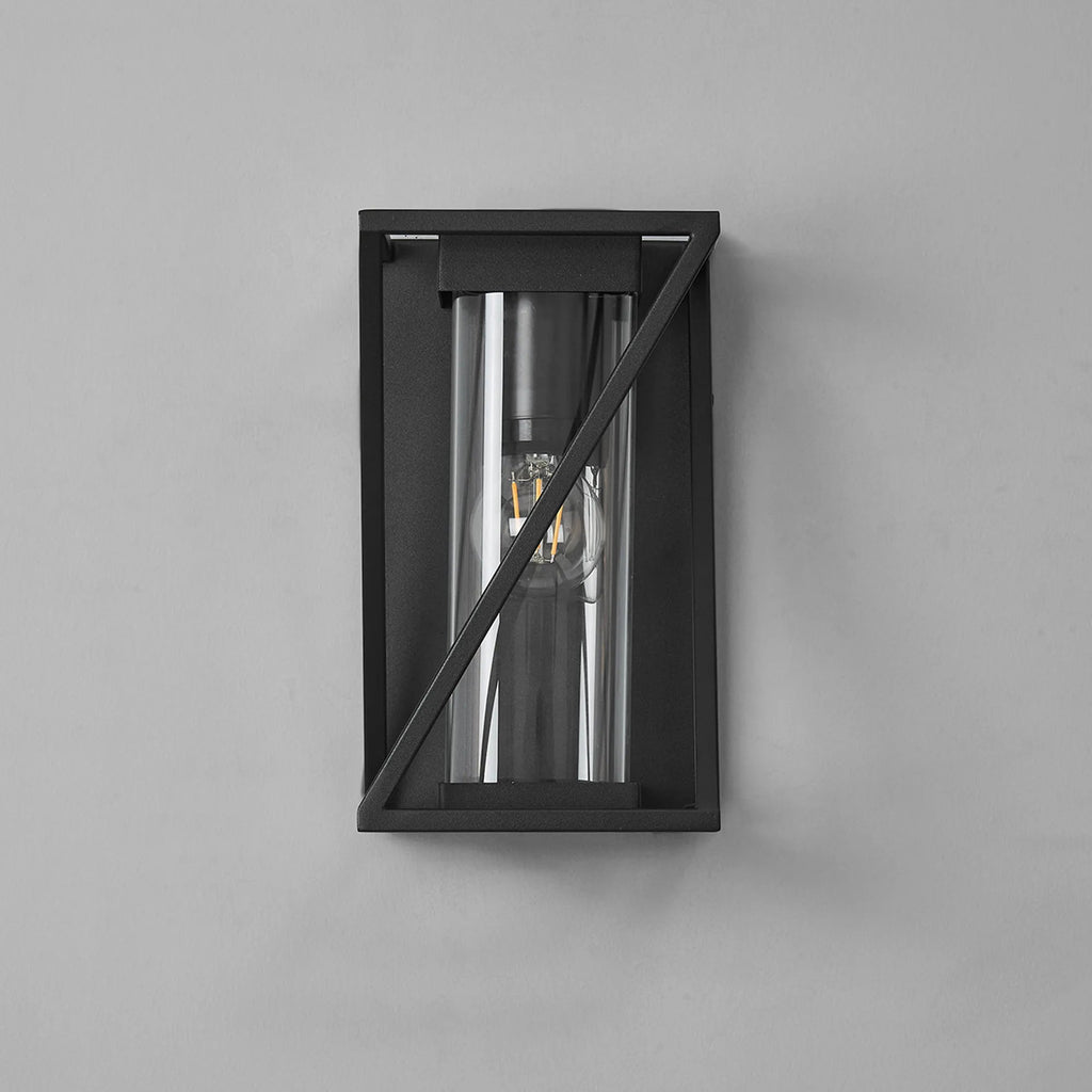 Luminosity Designs Ltd - Spira Twisted Rectangle Flush Wall Lamp, 1 X E27, IP54, Satin Black/Clear Glass - Luminosity Designs Ltd
