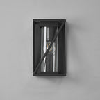 Luminosity Designs Ltd - Spira Twisted Rectangle Flush Wall Lamp, 1 X E27, IP54, Satin Black/Clear Glass - Luminosity Designs Ltd