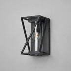 Luminosity Designs Ltd - Spira Twisted Rectangle Flush Wall Lamp, 1 X E27, IP54, Satin Black/Clear Glass - Luminosity Designs Ltd
