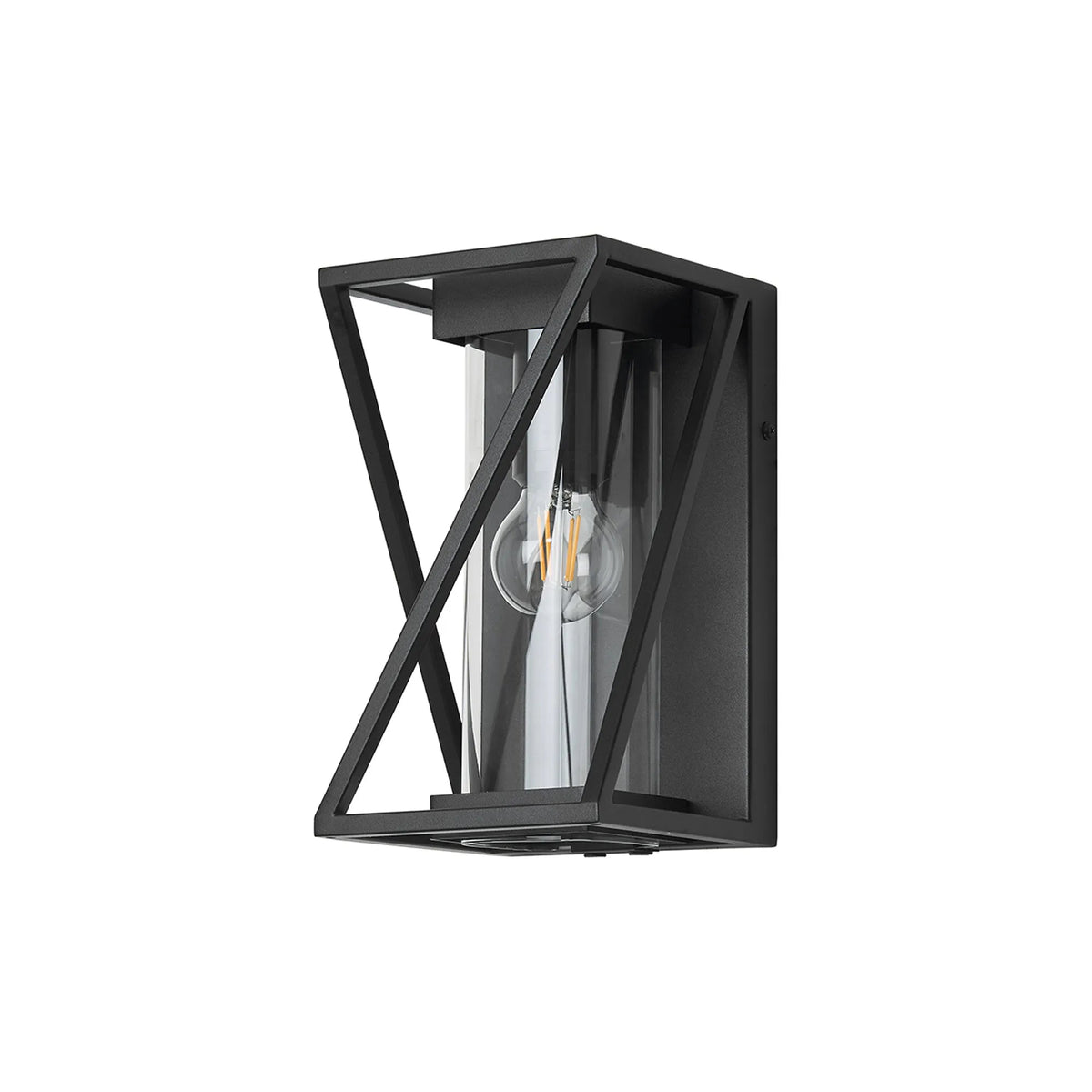 Luminosity Designs Ltd - Spira Twisted Rectangle Flush Wall Lamp, 1 X E27, IP54, Satin Black/Clear Glass - Luminosity Designs Ltd