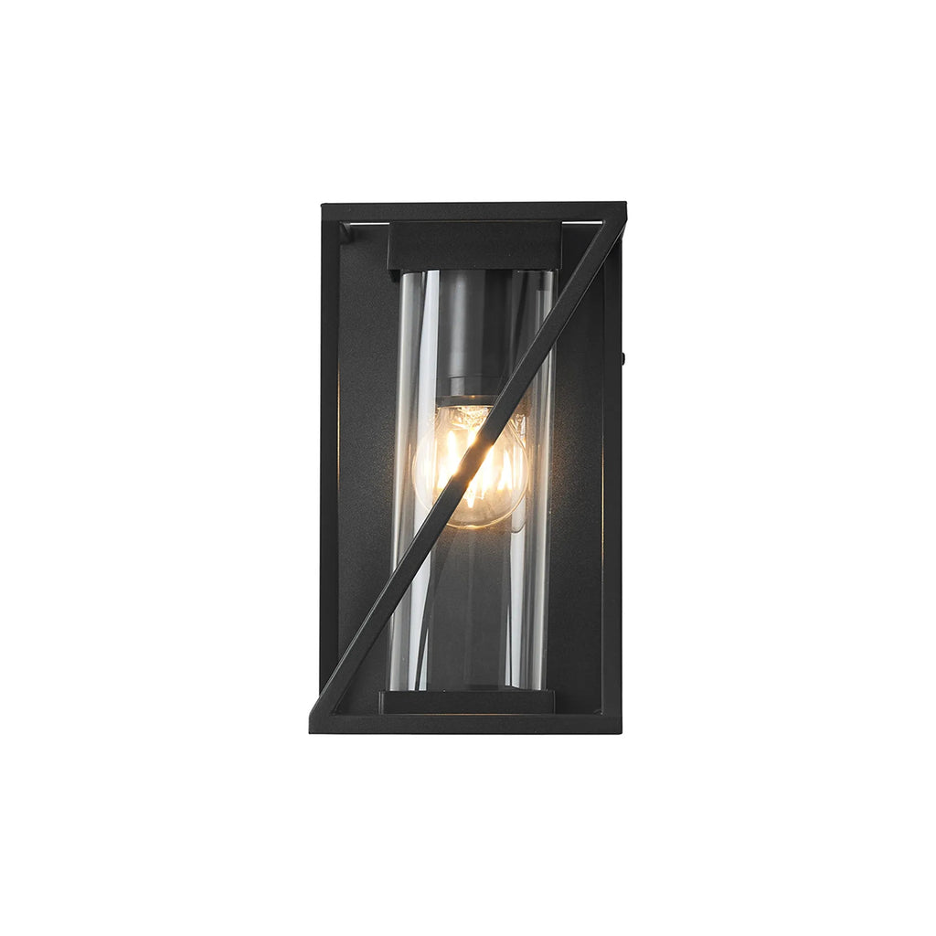 Luminosity Designs Ltd - Spira Twisted Rectangle Flush Wall Lamp, 1 X E27, IP54, Satin Black/Clear Glass - Luminosity Designs Ltd