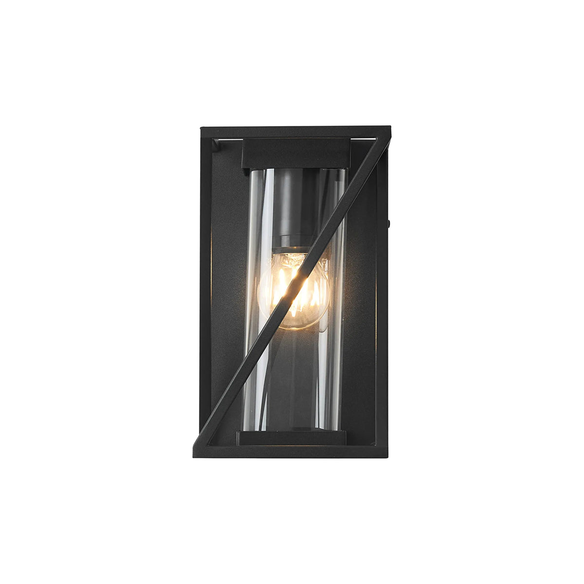 Luminosity Designs Ltd - Spira Twisted Rectangle Flush Wall Lamp, 1 X E27, IP54, Satin Black/Clear Glass - Luminosity Designs Ltd