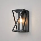 Spira Twisted Rectangle Flush Wall Lamp, 1 X E27, IP54, Satin Black/Clear Glass