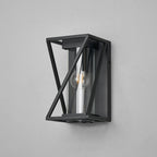 Spira Twisted Rectangle Flush Wall Lamp, 1 X E27, IP54, Satin Black/Clear Glass
