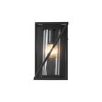 Spira Twisted Rectangle Flush Wall Lamp, 1 X E27, IP54, Satin Black/Clear Glass