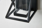Spira Twisted Rectangle Flush Wall Lamp, 1 X E27, IP54, Satin Black/Clear Glass