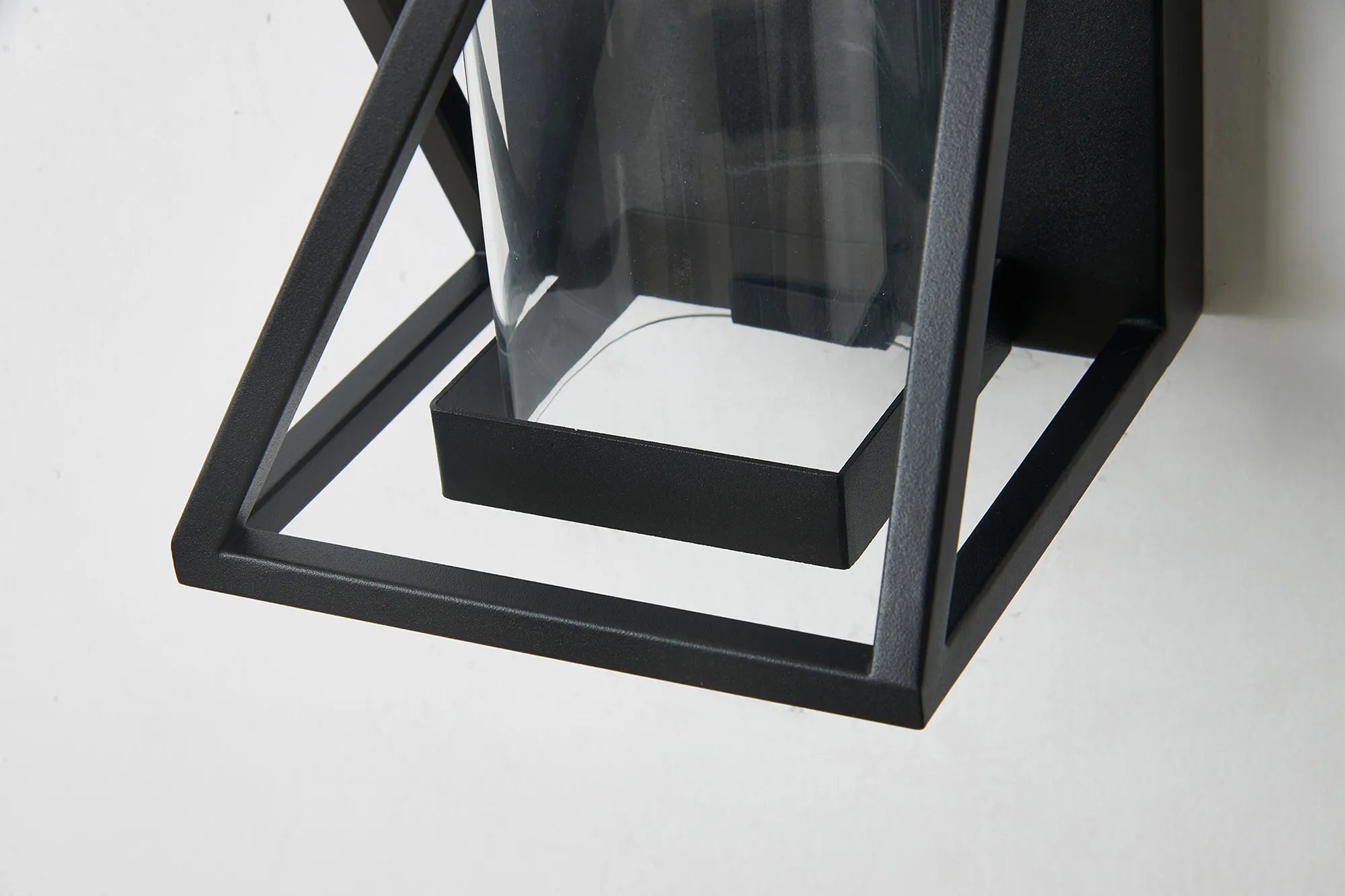 Spira Twisted Rectangle Flush Wall Lamp, 1 X E27, IP54, Satin Black/Clear Glass