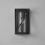 Spira Twisted Rectangle Flush Wall Lamp, 1 X E27, IP54, Satin Black/Clear Glass