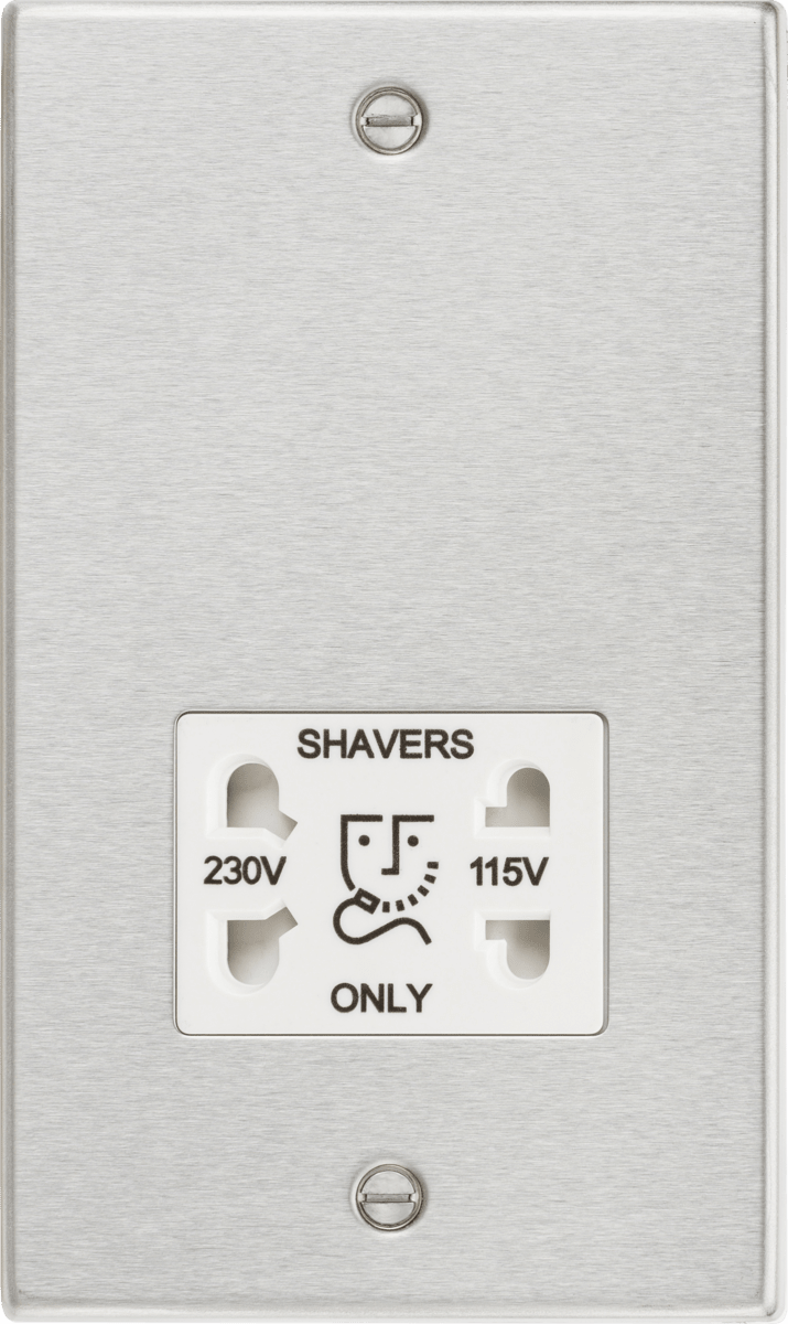 Knightsbridge - Squared Edge 115/230V Dual Voltage Shaver Socket - Luminosity Designs Ltd