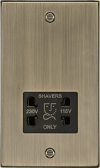 Knightsbridge - Squared Edge 115/230V Dual Voltage Shaver Socket - Luminosity Designs Ltd