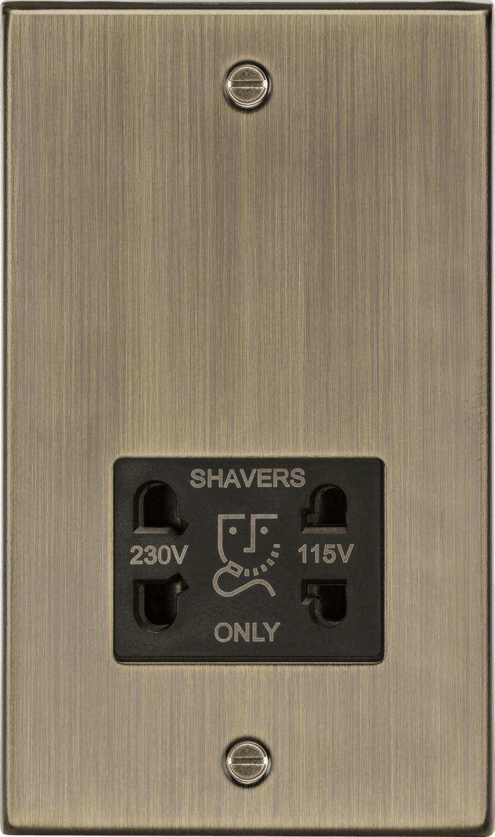 Knightsbridge - Squared Edge 115/230V Dual Voltage Shaver Socket - Luminosity Designs Ltd
