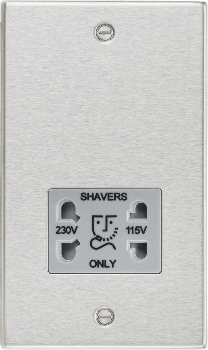 Knightsbridge - Squared Edge 115/230V Dual Voltage Shaver Socket - Luminosity Designs Ltd