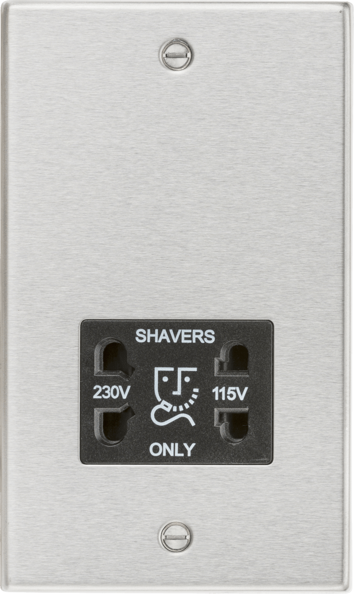 Knightsbridge - Squared Edge 115/230V Dual Voltage Shaver Socket - Luminosity Designs Ltd