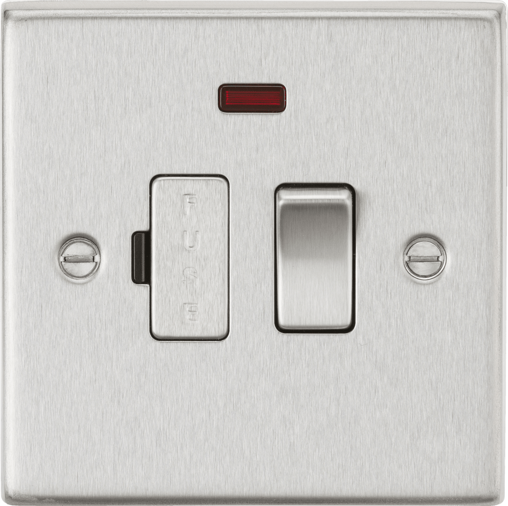 Knightsbridge - Squared Edge 13A Switched Fused Spur Unit with Neon - Luminosity Designs Ltd