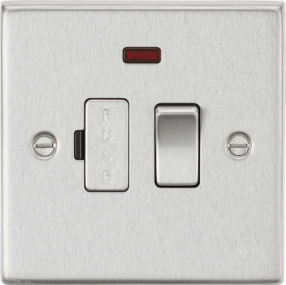 Knightsbridge - Squared Edge 13A Switched Fused Spur Unit with Neon - Luminosity Designs Ltd