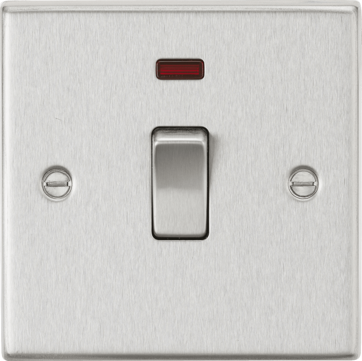 Knightsbridge - Squared Edge 20A 1G DP Switch with Neon - Luminosity Designs Ltd