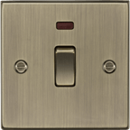 Knightsbridge - Squared Edge 20A 1G DP Switch with Neon - Luminosity Designs Ltd