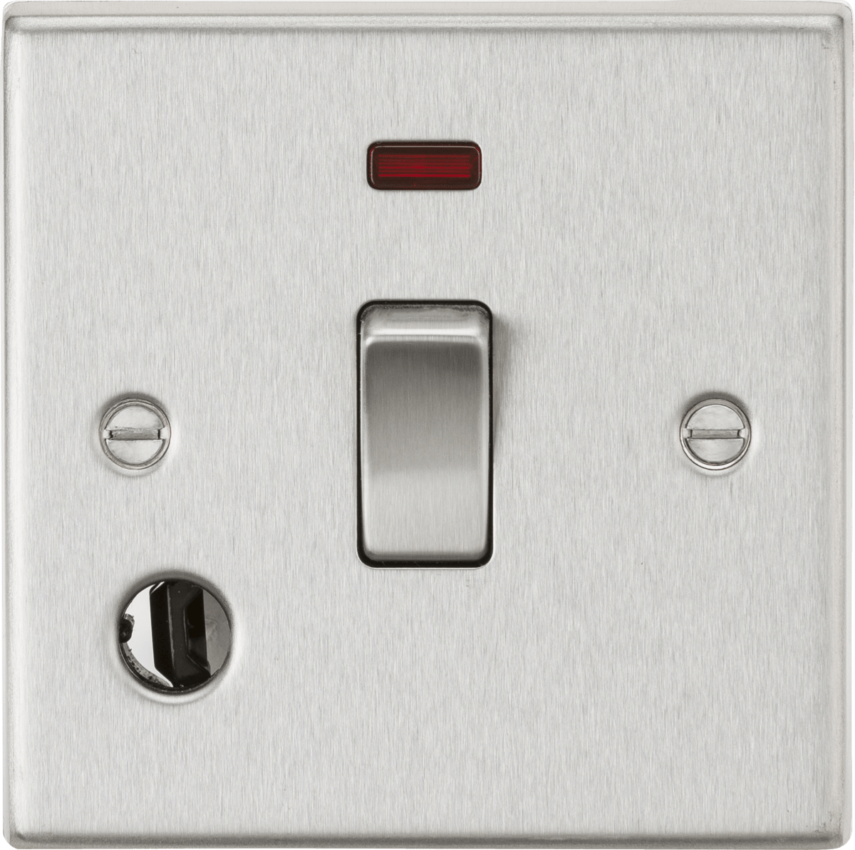 Knightsbridge - Squared Edge 20A 1G DP Switch with Neon & Flex Outlet - Luminosity Designs Ltd