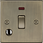 Knightsbridge - Squared Edge 20A 1G DP Switch with Neon & Flex Outlet - Luminosity Designs Ltd