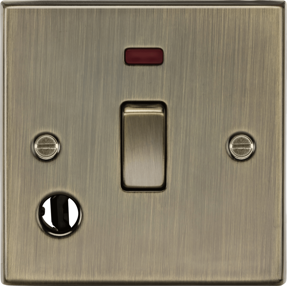 Knightsbridge - Squared Edge 20A 1G DP Switch with Neon & Flex Outlet - Luminosity Designs Ltd